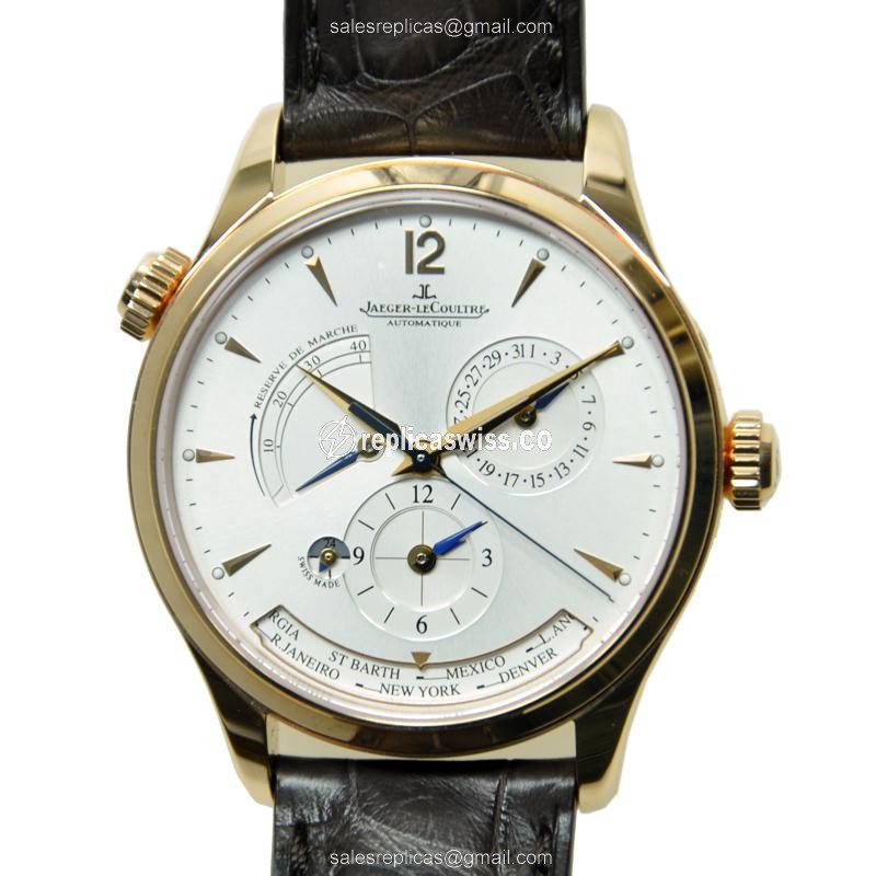 Jaeger-Lecoultre Q1422421 Replica - Ultra Thin - Automatic - Rose Gold - Silver Dial - Brown Alligator Strap
