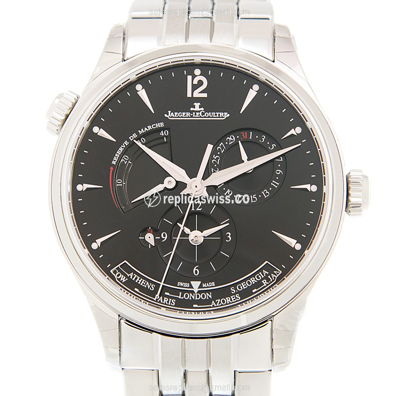 Jaeger-Lecoultre Q1428171 Ultra Thin - Automatic - Black Dial - Silver Steel Case - Luxury Replica MASTER ULTRA THIN Watch
