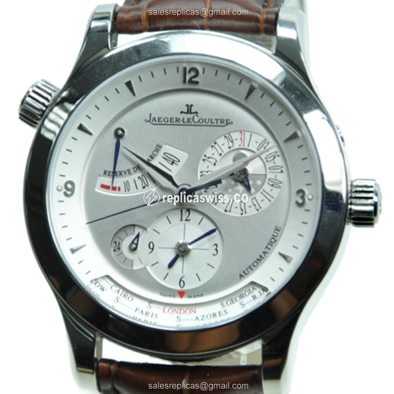 Jaeger-Lecoultre Q1508420 Replica - Ultra Thin - Automatic - Steel Case - Silver Dial - Brown Alligator Strap
