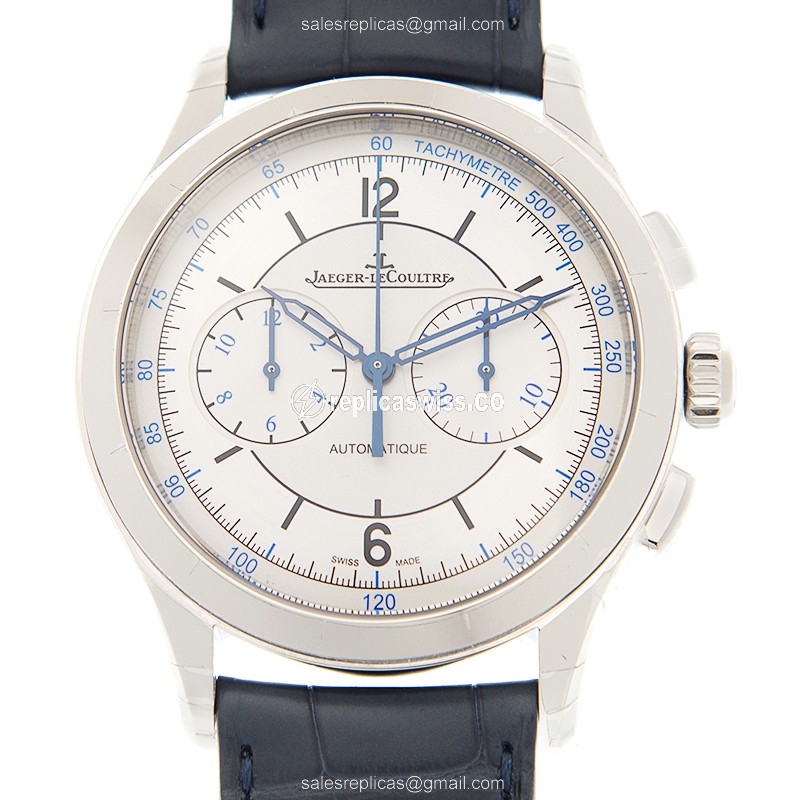 Jaeger-Lecoultre Q1538530 Replica - Ultra Thin Automatic - Silver Dial - Blue Strap - Sapphire Crystal