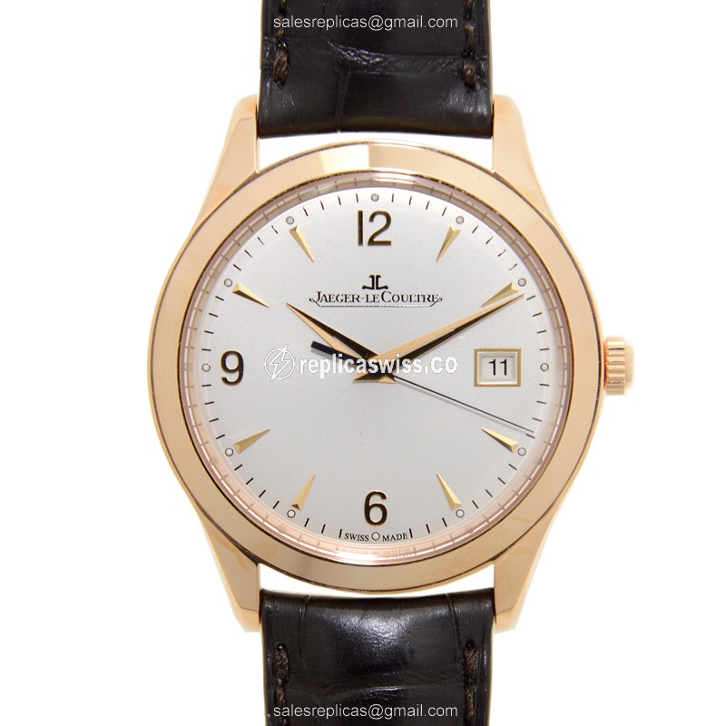 Jaeger-Lecoultre Q1542520 Replica - Ultra Thin - Automatic - 18kt Rose Gold - Silver Dial - Brown Alligator Strap