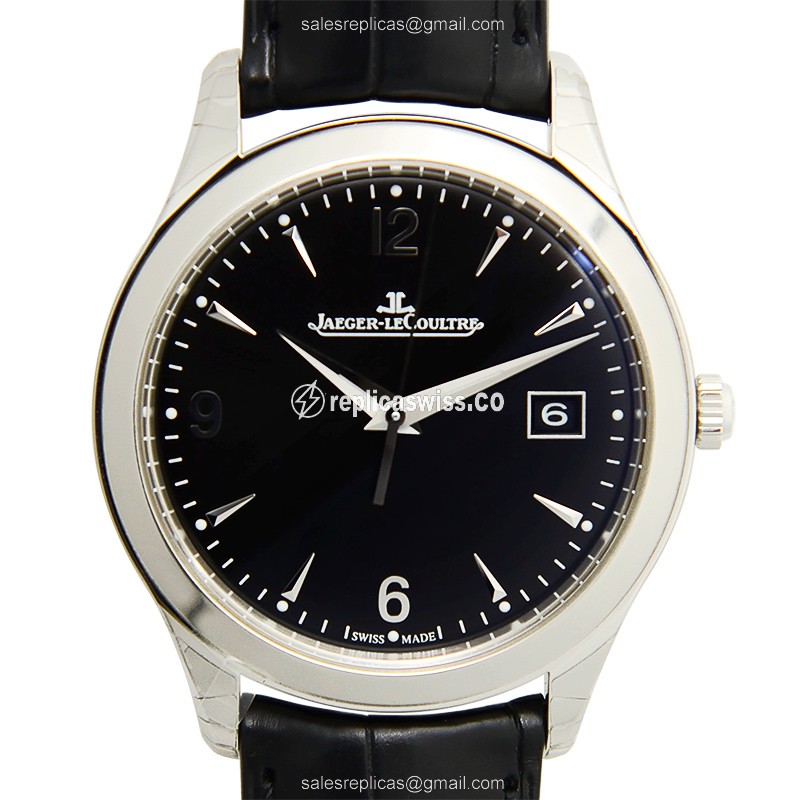 Jaeger-Lecoultre Q1548470 Replica - Ultra Thin - Automatic - Black Dial - Steel Case - Black Alligator Strap - Luxury Replica MASTER ULTRA THIN Watch