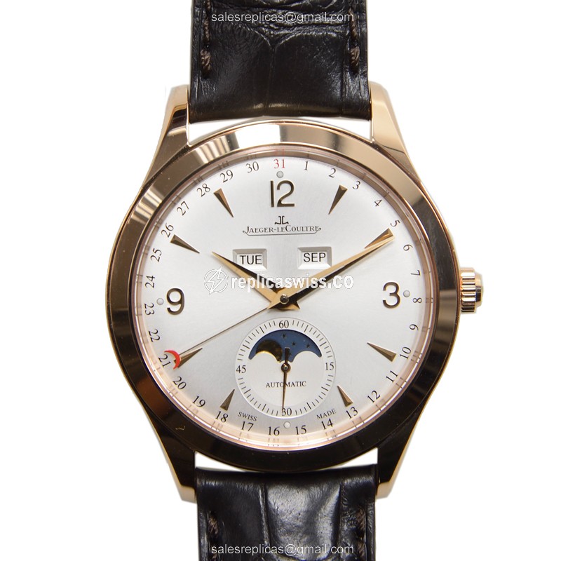 Jaeger-Lecoultre Q1552520 Replica - Ultra Thin - Automatic - 18kt Rose Gold - Silver Dial - Brown Alligator Strap