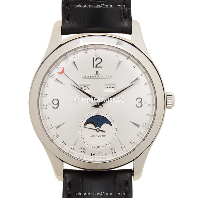 Jaeger-Lecoultre Q1558420 Replica - Ultra Thin - Automatic - Silver Dial - Stainless Steel Case - Black Alligator Strap - Luxury Replica MASTER ULTRA THIN Watch