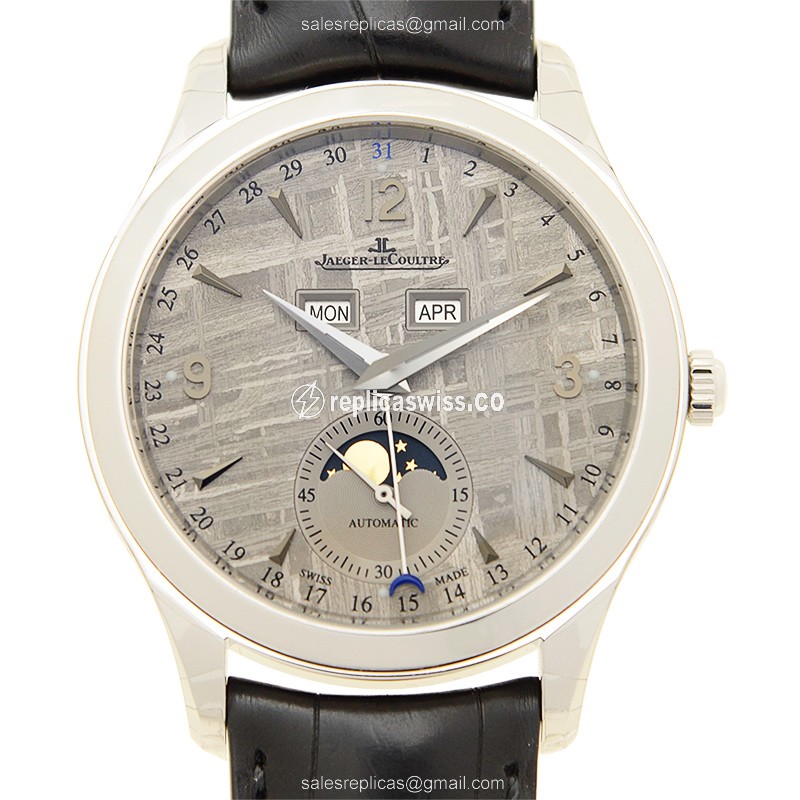 Jaeger-Lecoultre Q1558421 Replica - Ultra Thin - Automatic - Grey Dial - Steel Case - Black Alligator Strap - Luxury Replica MASTER ULTRA THIN Watch