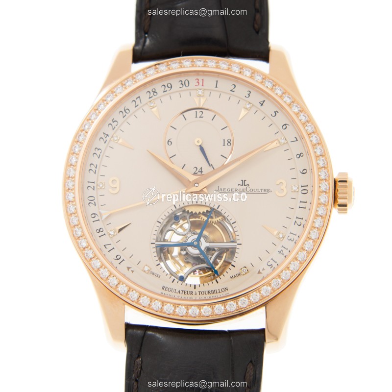 Jaeger-Lecoultre Q156241P Replica - Ultra Thin - Automatic - Rose Gold Case - Diamond - Silver Dial