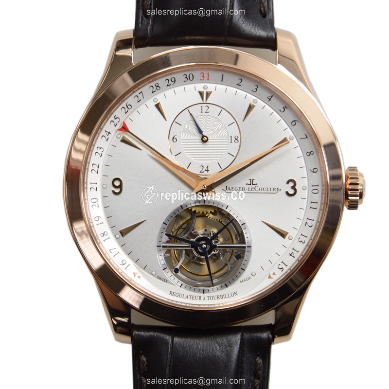 Jaeger-Lecoultre Q1562521 Replica - Ultra Thin - Automatic - Rose Gold - Silver Dial - Brown Alligator Strap