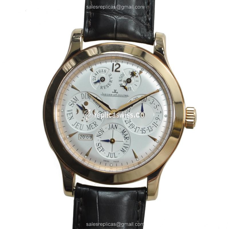 Jaeger-Lecoultre Q161242F Replica - Ultra Thin - Automatic - 18kt Rose Gold - Silver Dial - Brown Alligator Strap