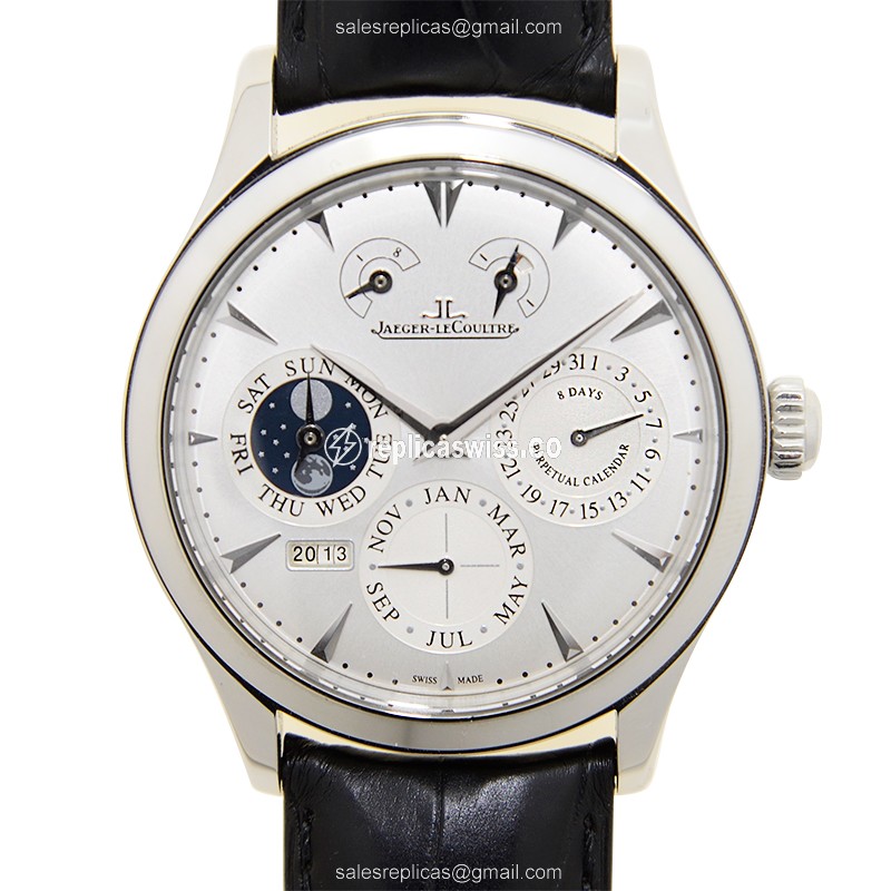Jaeger-Lecoultre Q1618420 Replica - Manual - Stainless Steel - Silver Dial - Black Alligator Strap