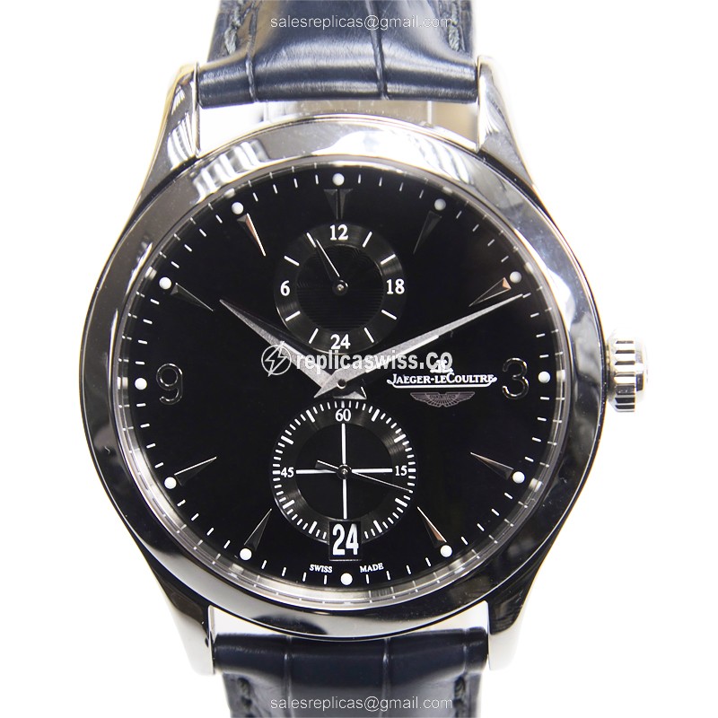 Jaeger-Lecoultre Q162847N Replica - Ultra Thin - Automatic - Black Dial - Blue Alligator Strap