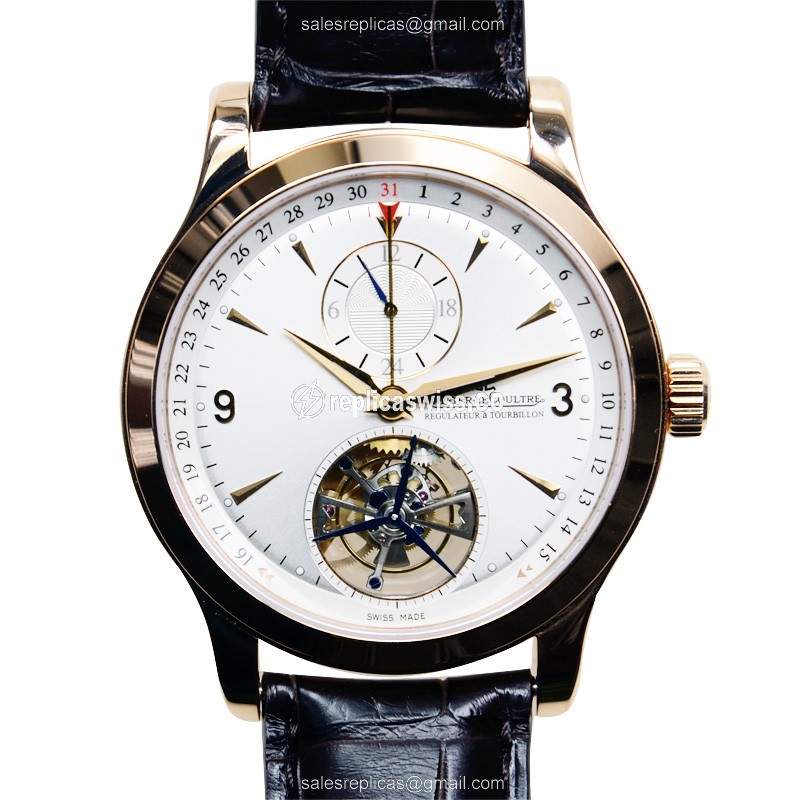 Jaeger-Lecoultre Q1652420 Replica - Ultra Thin - Automatic - Rose Gold - Silver Dial - Brown Alligator Strap