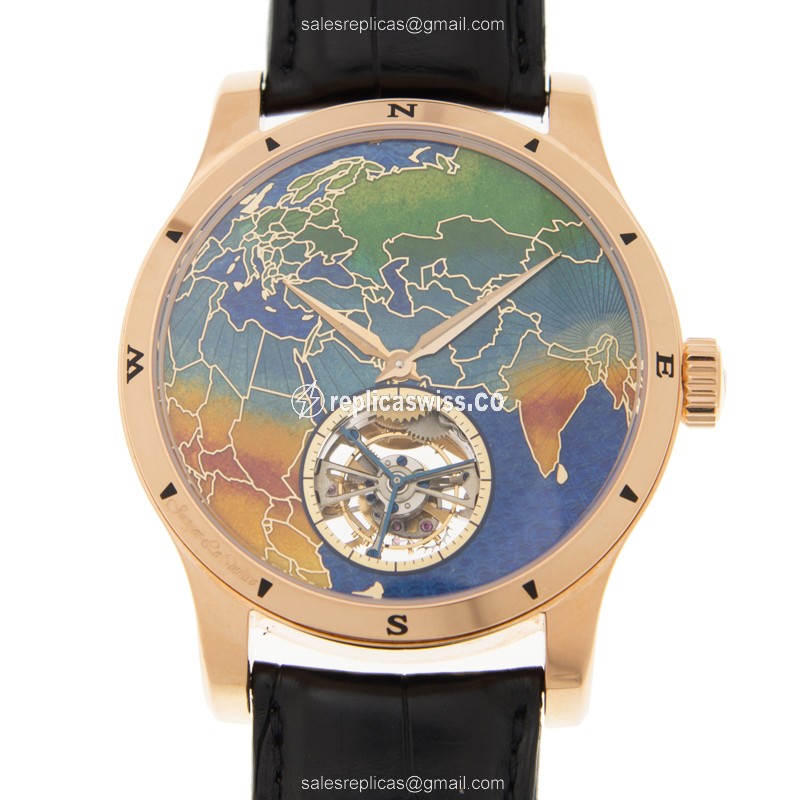 Jaeger-Lecoultre Q1652424 Replica - Ultra Thin - Automatic - 18kt Rose Gold - Blue Dial - Black Alligator Strap