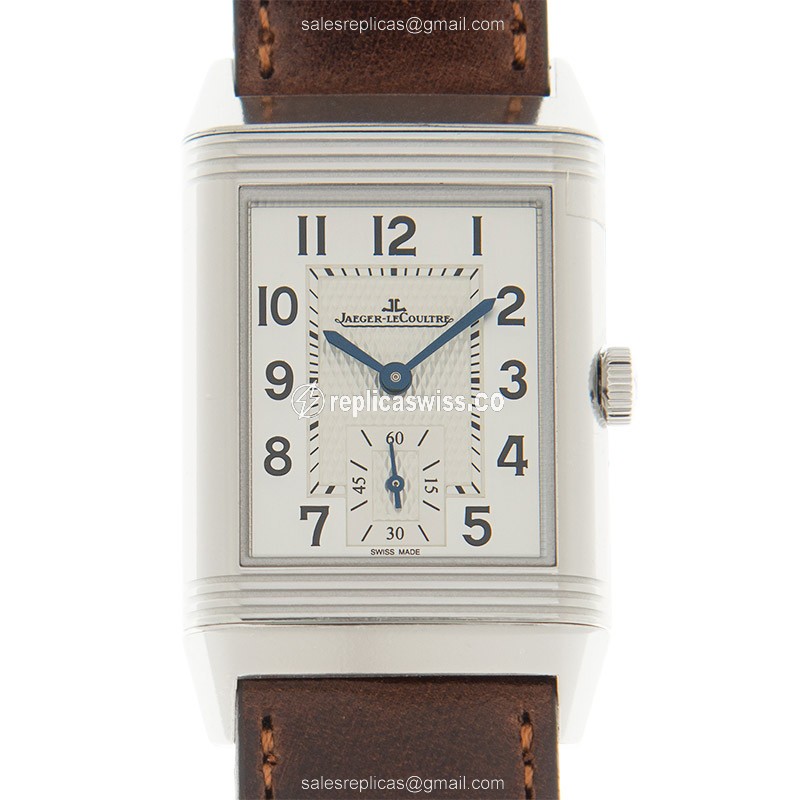 Jaeger-Lecoultre Q2458422 REVERSO - Manual - Stainless Steel - Silver Dial - Brown Leather Strap - Luxury Replica REVERSO Watch