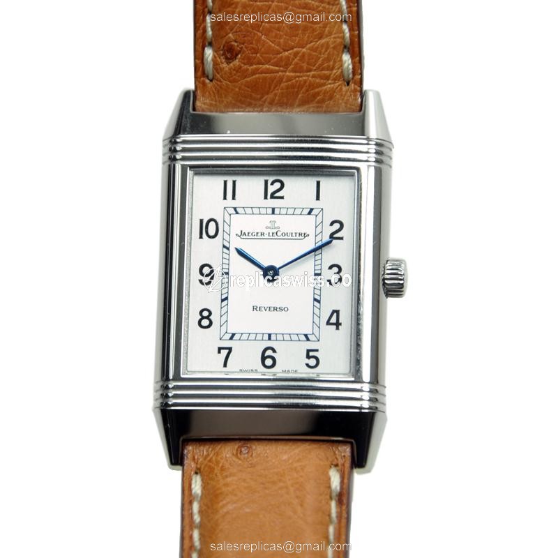 Jaeger-Lecoultre Q2508411 REVERSO - Manual - Steel - Silver Dial - Orange Leather Strap - Luxury Replica REVERSO Watch