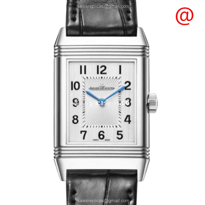 Jaeger-Lecoultre Q2548440 Replica - Manual Wind - Stainless Steel Case - Silver Dial - Black Alligator Strap Buckle - Luxury Replica REVERSO Watch