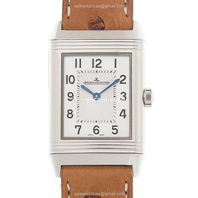 Jaeger-Lecoultre Q2548521 Replica - Quartz - Steel Case - White Dial - Brown Strap