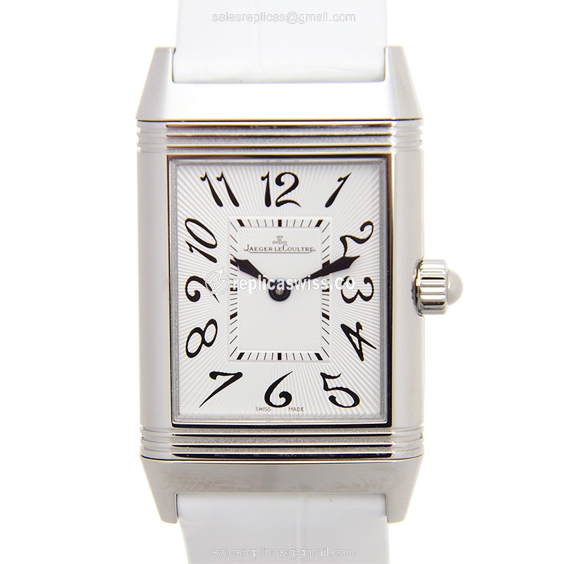 Jaeger-Lecoultre Q2568402 REVERSO - Manual - Stainless Steel - Silver Dial - White Alligator Strap - Luxury Replica REVERSO Watch