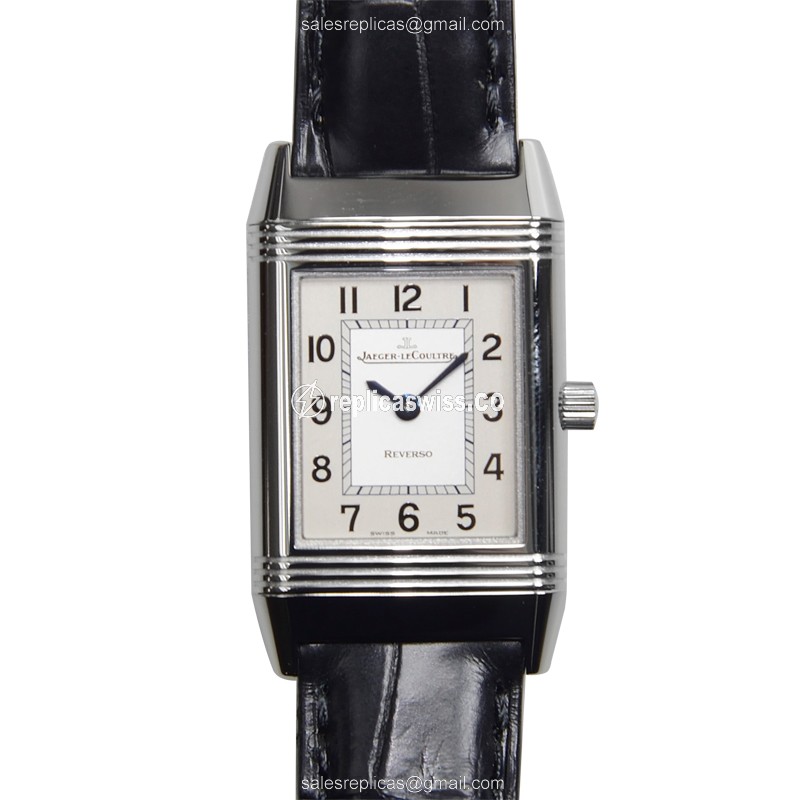 Jaeger-Lecoultre Q2608412 REVERSO - Manual - Steel Case - Silver Dial - Black Alligator Strap - Luxury Replica REVERSO Watch