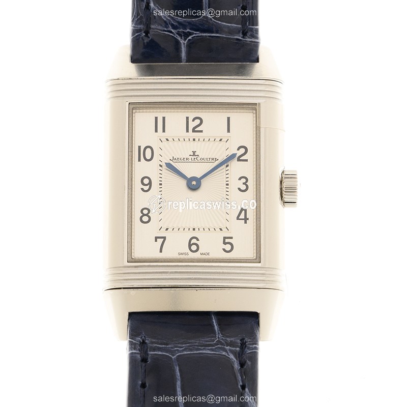 Jaeger-Lecoultre Q2608440 REVERSO - Manual - Stainless Steel - Silver Dial - Blue Alligator Strap - Luxury Replica REVERSO Watch