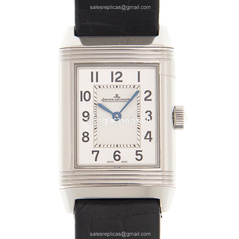 Jaeger-Lecoultre Q2608530 REVERSO - Manual - Steel Case - Silver Dial - Black Leather Strap - Luxury Replica REVERSO Watch