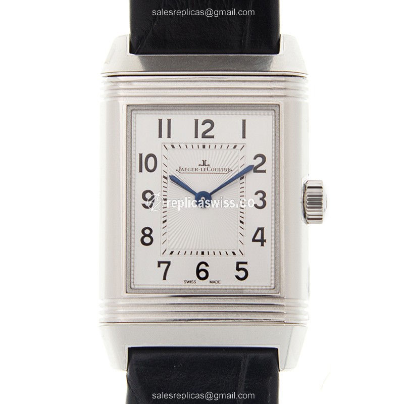 Jaeger-Lecoultre Q2618430 REVERSO Quartz - Silver Dial - Steel Case - Black Leather Strap