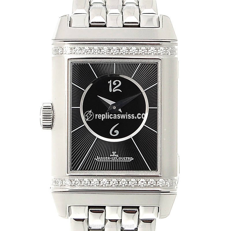 Jaeger-Lecoultre Q2668130 REVERSO - Automatic - Steel Case - Black Dial - Silver Steel Strap - Luxury Replica REVERSO Watch