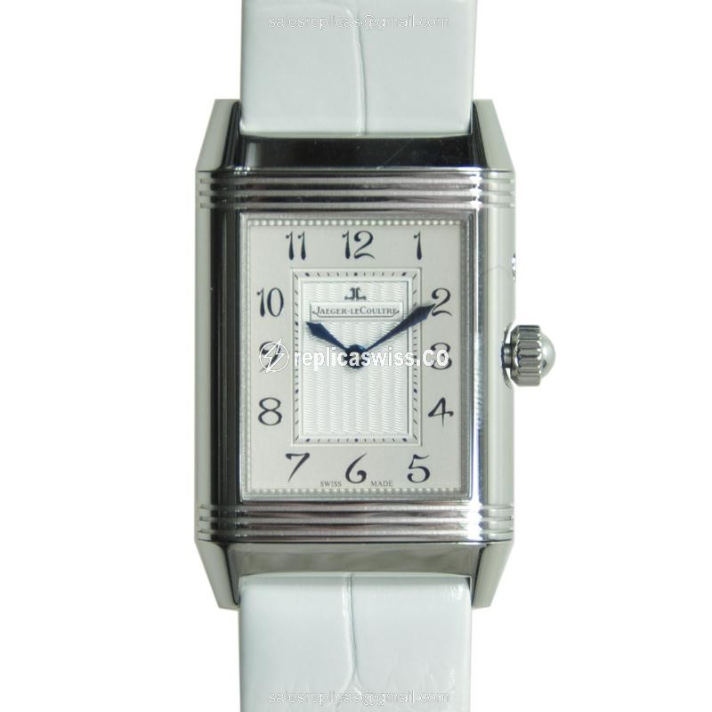Jaeger-Lecoultre Q2698420 REVERSO - Manual - Steel Case - Silver Dial - White Alligator Strap - Luxury Replica REVERSO Watch