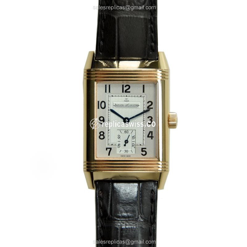 Jaeger-Lecoultre Q2702421 REVERSO - Manual Wind - 18kt Rose Gold - Silver Dial - Black Alligator Strap - Luxury Replica REVERSO Watch