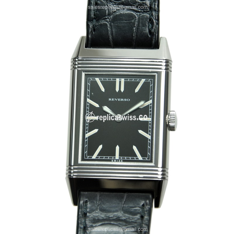 Jaeger-Lecoultre Q2788570 REVERSO Manual - Black Dial - Alligator Strap - Buckle - Sapphire Crystal - Luxury Replica REVERSO Watch