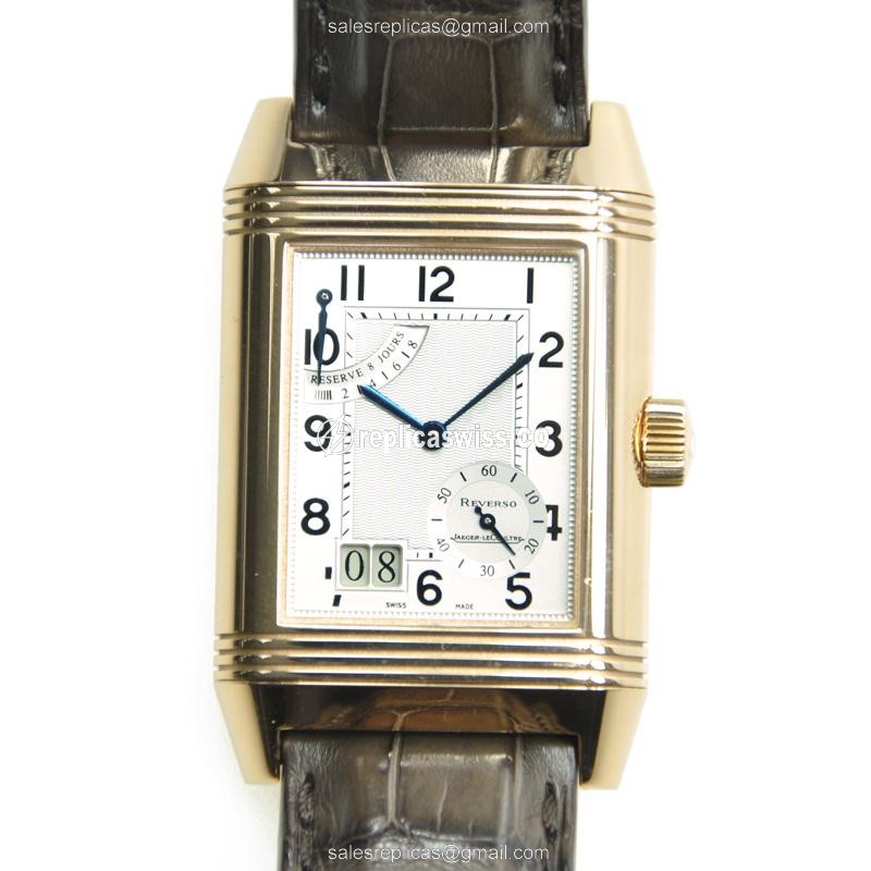 Jaeger-Lecoultre Q3002401 REVERSO - Manual - 18kt Rose Gold - White Dial - Brown Alligator Strap - Luxury Replica REVERSO Watch