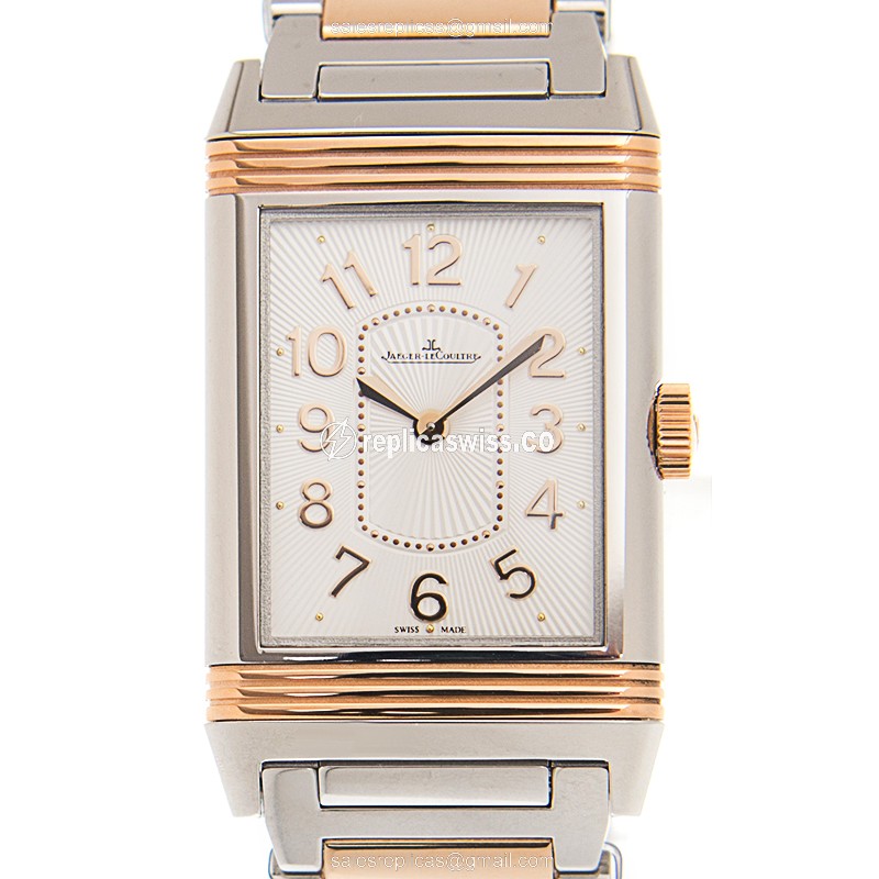 Jaeger-Lecoultre Q3204120 REVERSO - Quartz - 18kt Rose Gold & Steel Case - White Dial - Silver Clasp