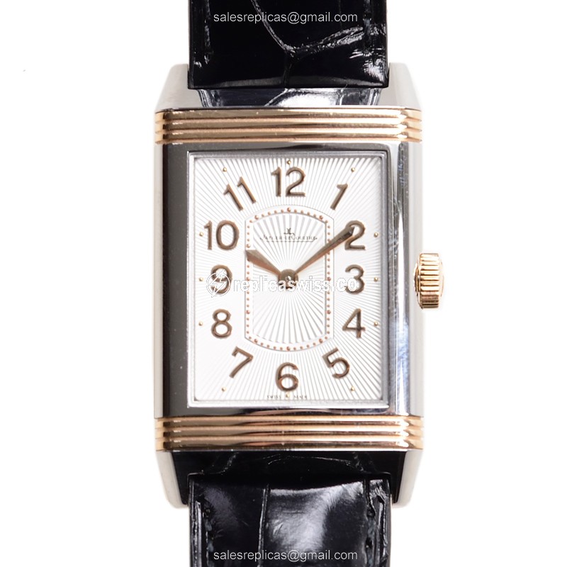 Jaeger-Lecoultre Q3204422 REVERSO - Automatic - Steel Case - White Dial - Black Alligator Strap - Luxury Replica REVERSO Watch