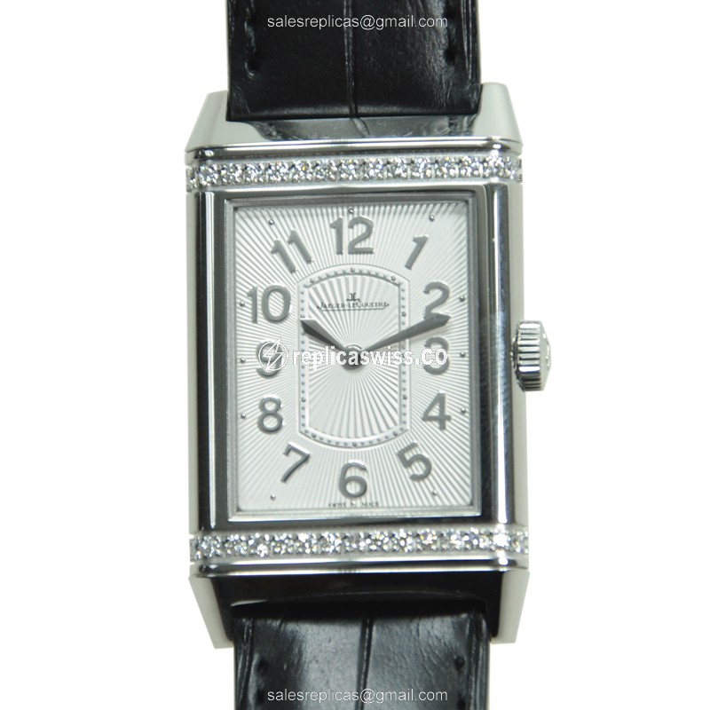 Jaeger-Lecoultre Q3208423 REVERSO - Manual - Stainless Steel - White Dial - Black Alligator Strap - Luxury Replica REVERSO Watch