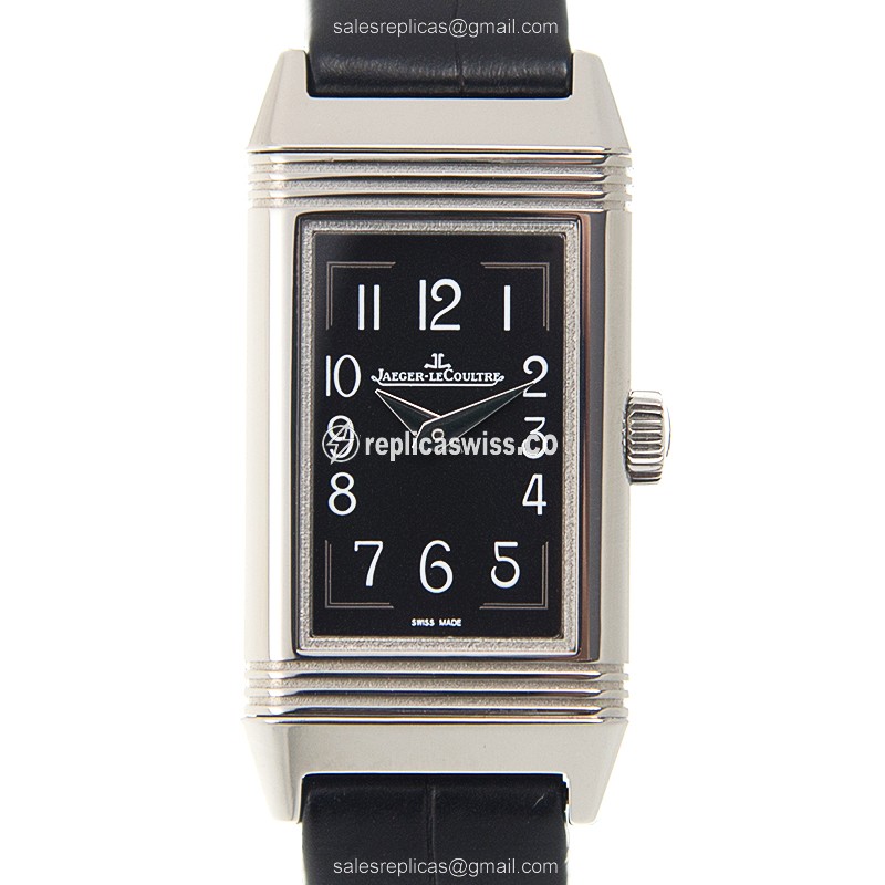 Jaeger-Lecoultre Q3258470 REVERSO - Quartz - Stainless Steel - Black Dial - Alligator Black Clasp