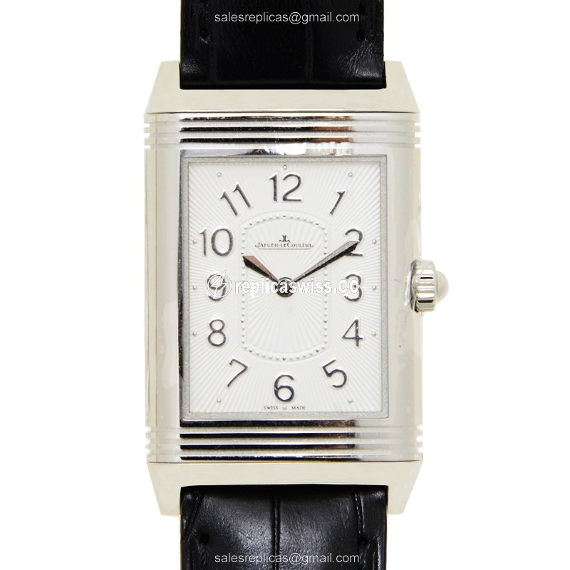 Jaeger-Lecoultre Q3308421 REVERSO Manual - Steel Case - Silver Dial - Black Alligator Strap - Luxury Replica REVERSO Watch