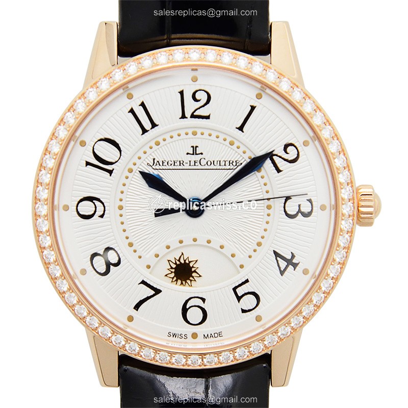 Jaeger-Lecoultre RENDEZ VOUS Replica - Automatic - 18kt Rose Gold - Diamond Dial - Black Alligator Strap