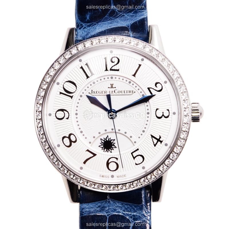 Jaeger-Lecoultre Rendez-Vous Replica - Automatic - White Dial - Blue Alligator Strap