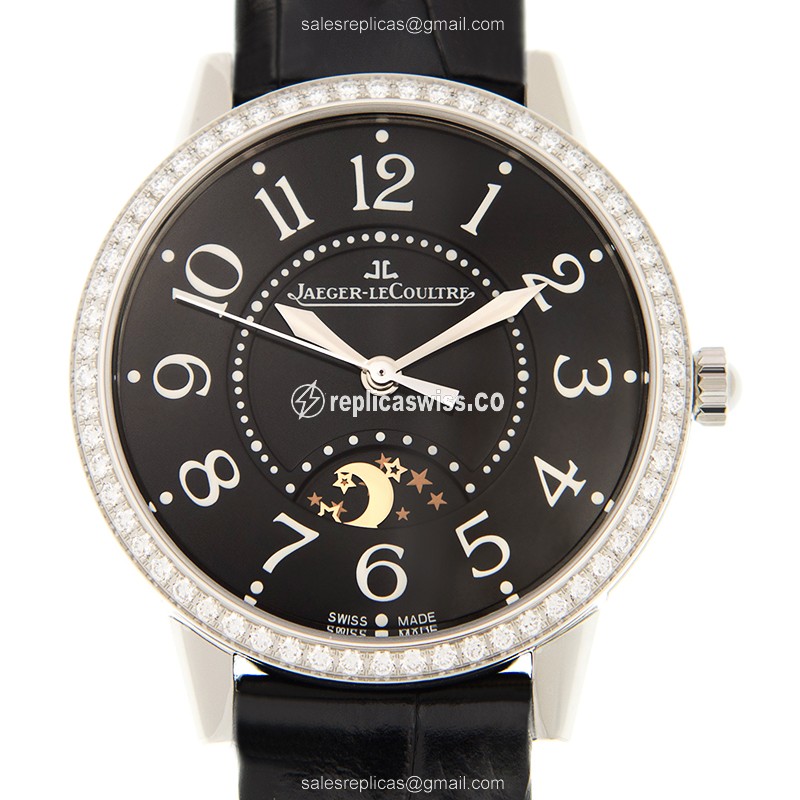 Jaeger-Lecoultre Q344847J Rendez-Vous Replica - Automatic - Black Dial - Steel Case - Alligator Black Strap