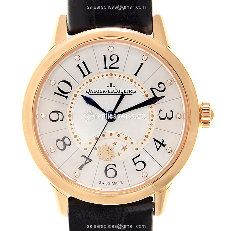 Jaeger-Lecoultre Rendez-Vous 18kt Rose Gold Auto - White Dial Alligator Black Clasp