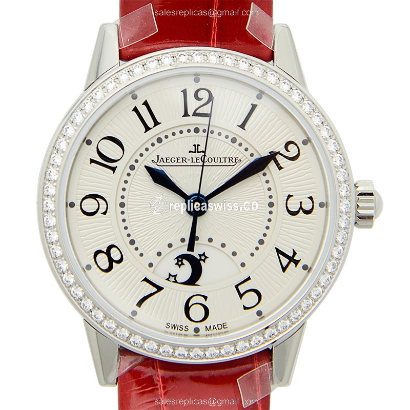 Jaeger-Lecoultre Q3468422 Rendez-Vous - Automatic - White Dial - Red Alligator Strap - Clasp