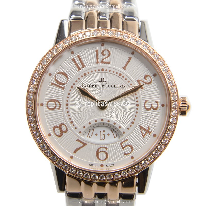 Jaeger-Lecoultre Rendez-Vous Replica - Quartz - 18kt Rose Gold - White Dial - Diamond bezel