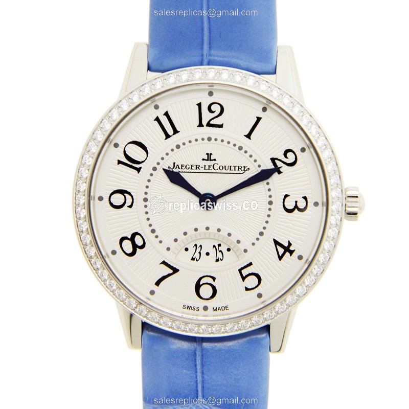 Jaeger-Lecoultre Rendez-Vous Quartz - Diamond Case - Silver Dial - Blue Alligator Strap