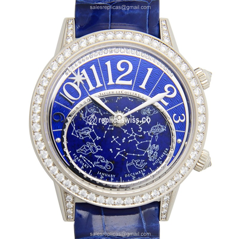 Jaeger-Lecoultre Q3483590 Rendez-Vous - Automatic - 18kt White Gold - Blue Dial - Diamond - Alligator Blue Strap