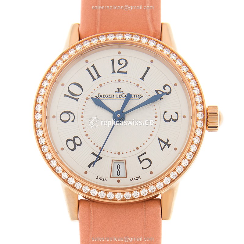 Jaeger-Lecoultre Q3512420 Rendez-Vous Replica - Automatic - 18kt Rose Gold - Diamond Dial - Beige Alligator Strap