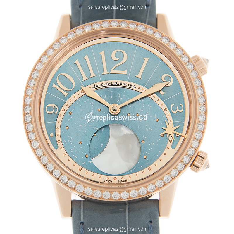 Jaeger-Lecoultre Q3522480 Rendez-Vous - Automatic - 18kt Rose Gold - Blue Dial - Diamond Bezel