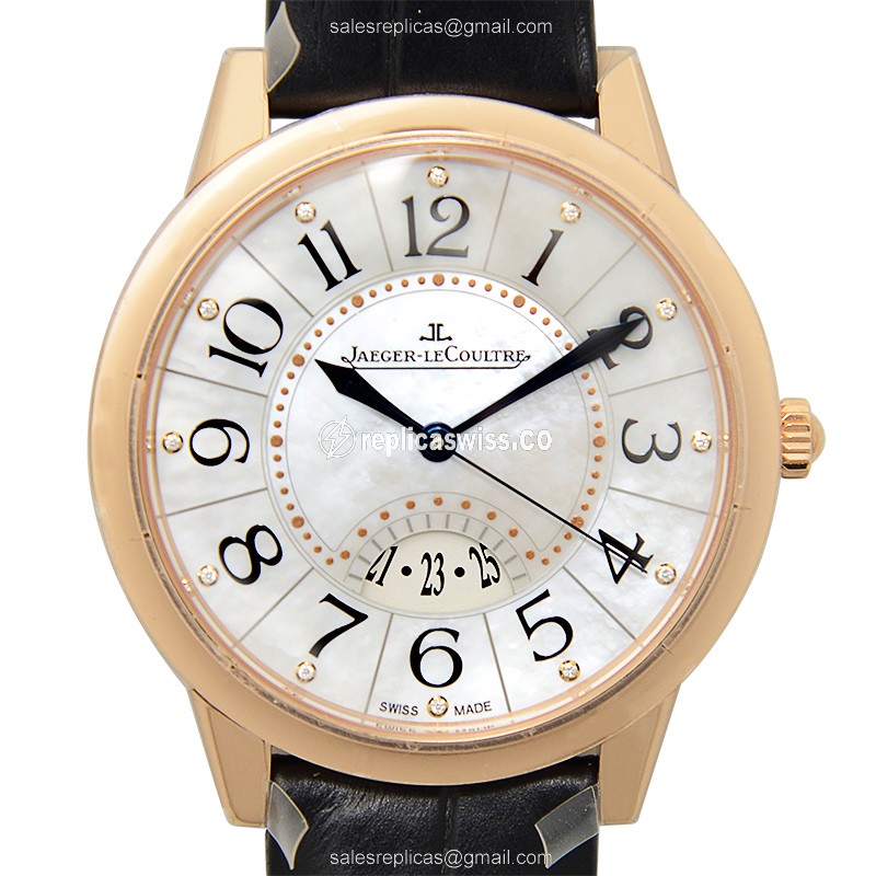Jaeger-Lecoultre Q3542490 Rendez-Vous Replica - Automatic - 18kt Rose Gold Case - White Dial - Black Strap