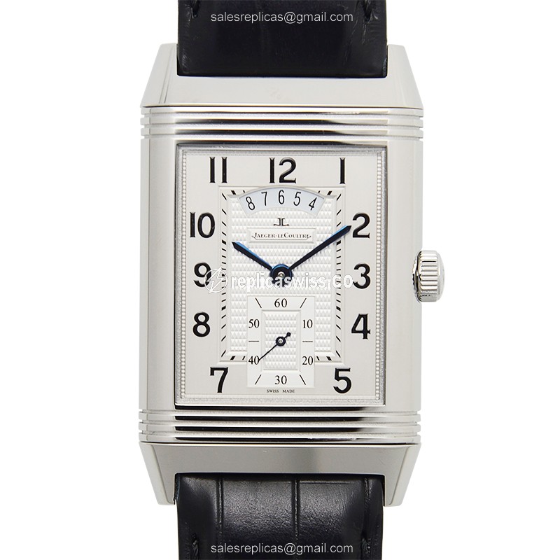 Jaeger-Lecoultre Q3748421 REVERSO - Manual - Steel Case - Silver Dial - Black Alligator Strap - Luxury Replica REVERSO Watch