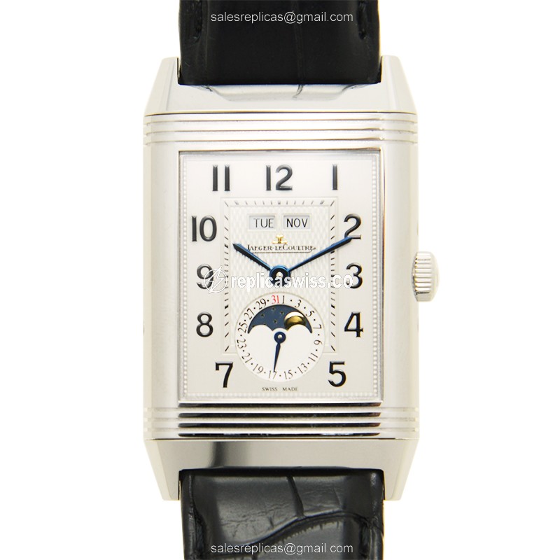Jaeger-Lecoultre Q3758420 REVERSO - Manual - Steel Case - Silver Dial - Black Alligator Strap - Luxury Replica REVERSO Watch