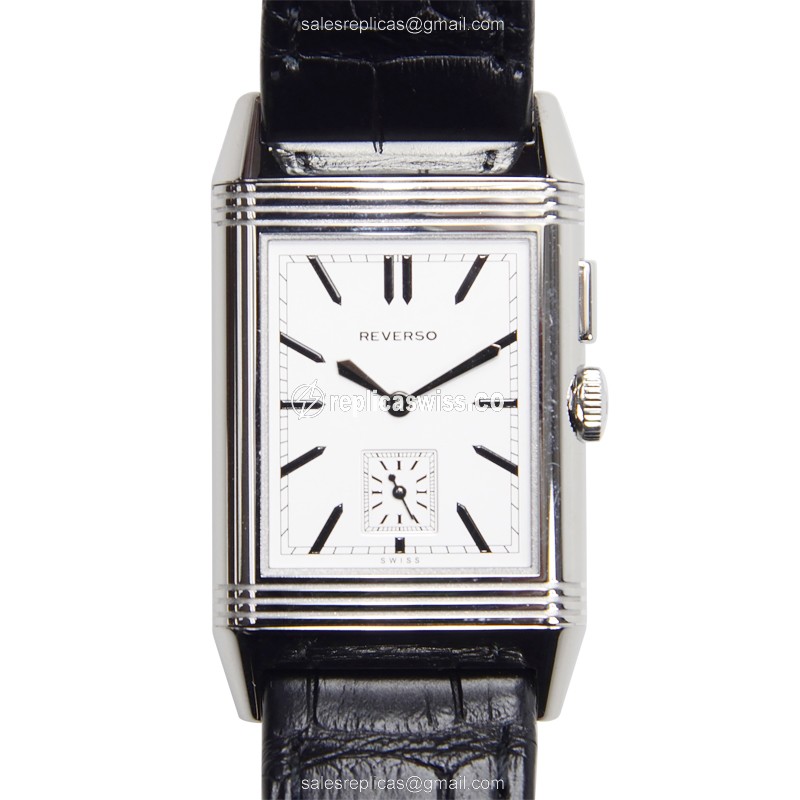 Jaeger-Lecoultre Q3788570 REVERSO - Manual - Stainless Steel - Silver Dial - Black Alligator Buckle - Luxury Replica REVERSO Watch