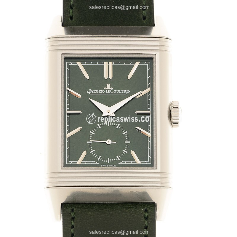 Jaeger-Lecoultre Q3978430 Replica - Manual - Steel - Green Dial - Alligator Green Strap - Luxury Replica REVERSO Watch